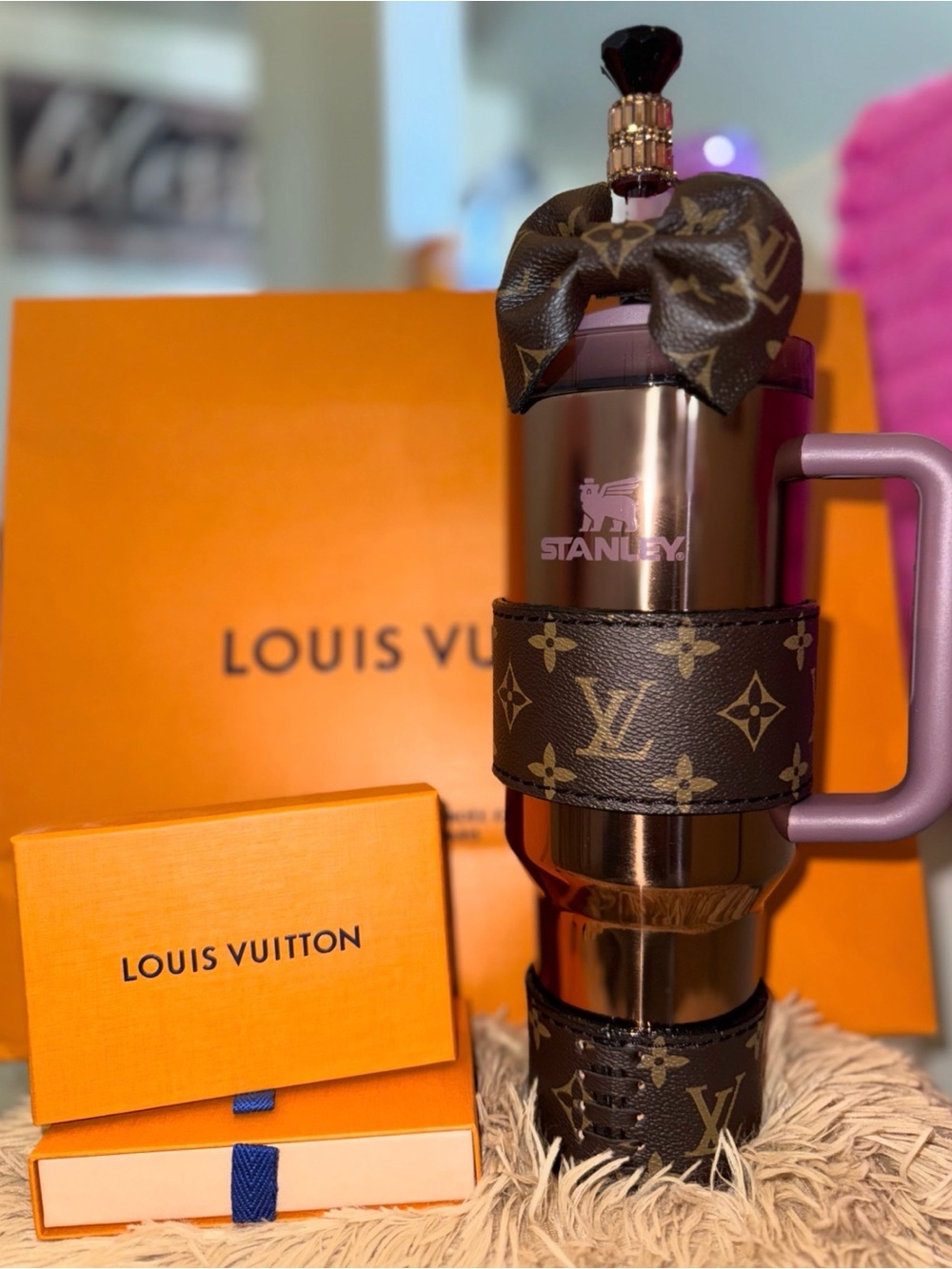 Inspired Monogram Leather Cup Wrap, 4 pieces. Great quality!
